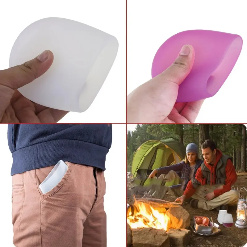 Silicone Retractable Folding Cup Collapsible Drinking Cup Color Change