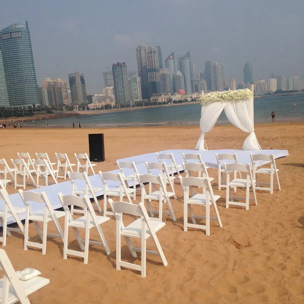 Outdoor Portable White Plastic Resin Folding Chair for Wedding Camping Details