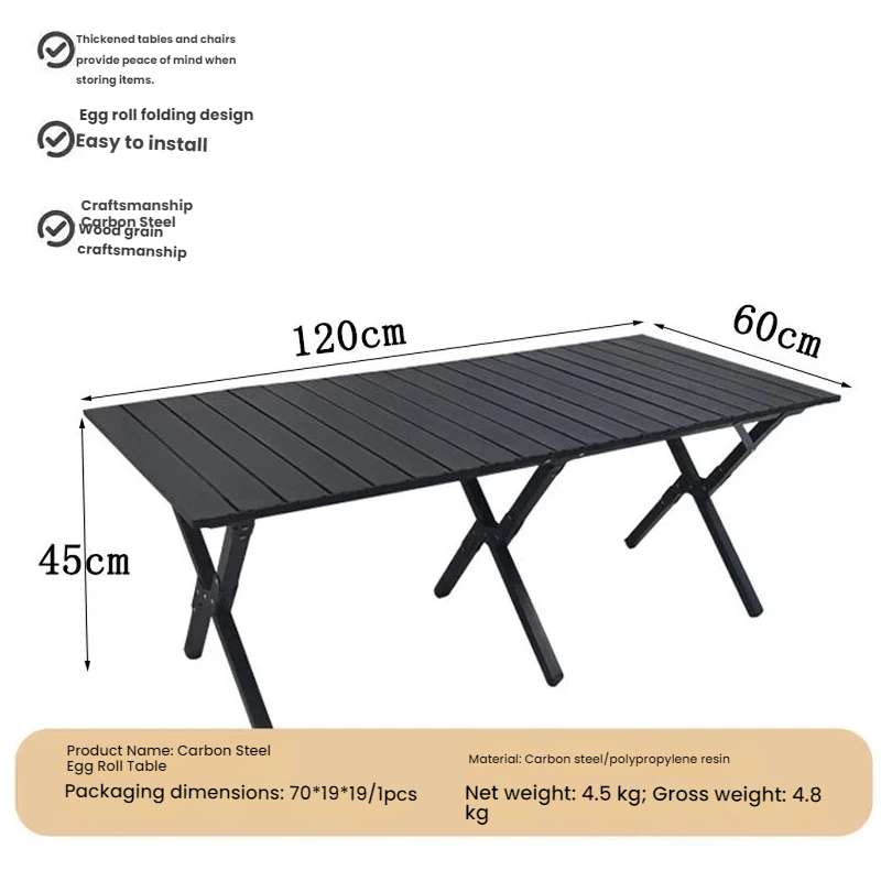 Outdoor Carbon Steel &amp; Egg Roll Tables Modern Simplicity Design Portable for Camping Picnic Street Vending