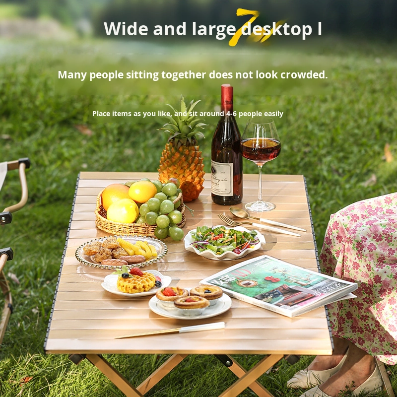 Wholesale Outdoor Egg Roll Table and Chair Set Carbon Steel Folding Camping Table and Chair for Outdoor Activities