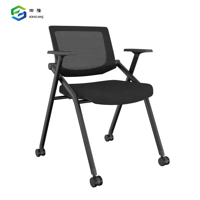 Wholesale School Training Chair Black Mesh Folding Office Chair with Wheels