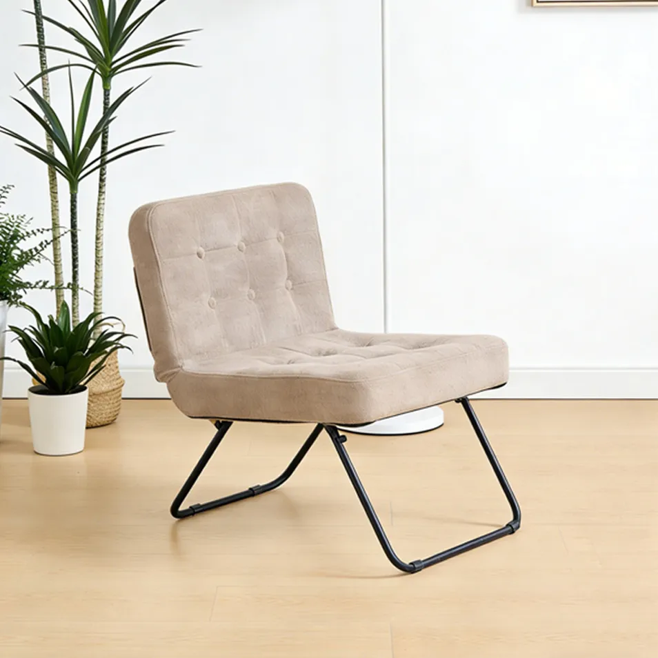 Portable Folding Padded Tufted Soft Folding Space-Saving Modern Neutral Versatile Grey/Red Dining Chair