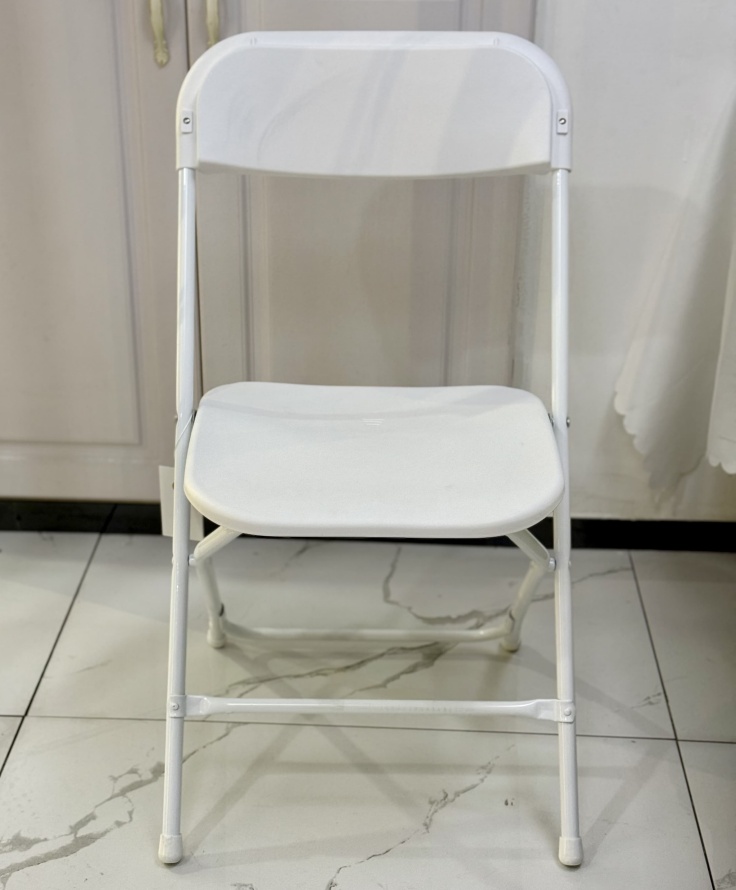 Indoor Outdoor Portable Stackable Commercial Seat with Steel Frame White Plastic Folding Chair for Events Office Wedding
