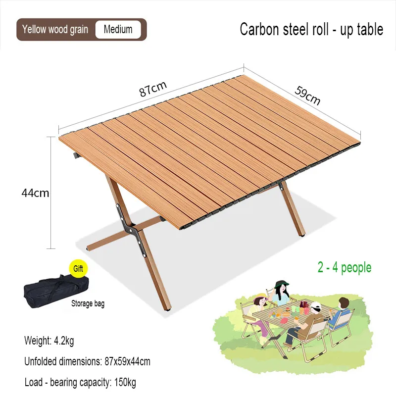 Folding Camping Table Aluminum Alloy & Carbon Steel Picnic Table Style 1