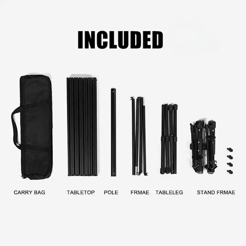Modern Outdoor Aluminum Egg Roll Table Top Height Adjustable Folding Camping Portable Table with Storage Bag for Living Room