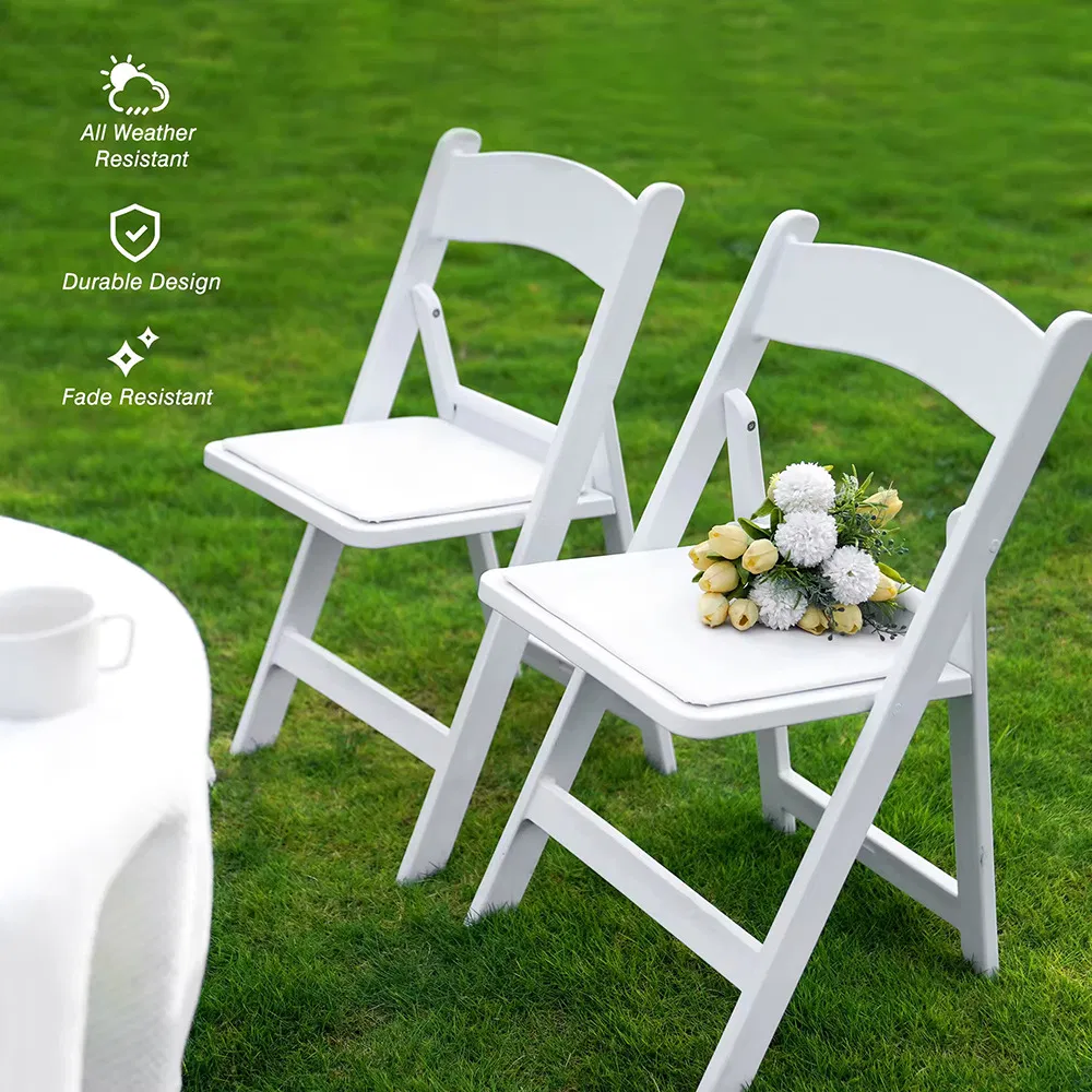 Outdoor White Wedding Party Event Banquet Resin Plastic Folding Padded Wimbledon Garden Chair Details 3