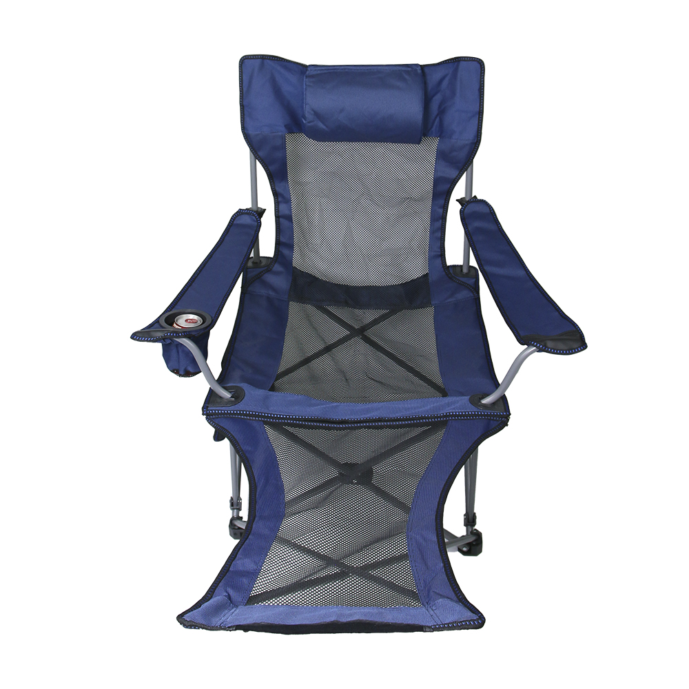 Outdoor Camping Lounge Chair Portable Camping Chair with Footrest Folding Storage Bag Headrest Mesh Recliner