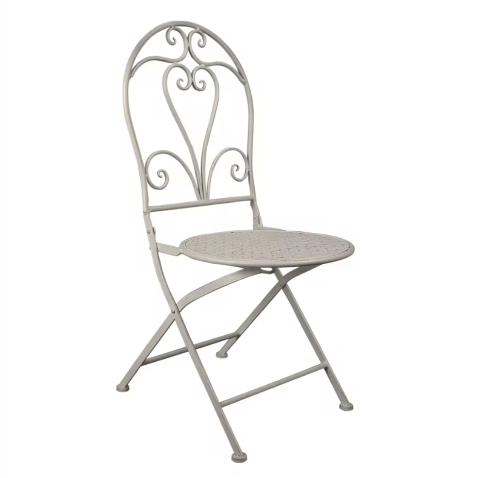 HE-1315 Wedding Outdoor Garden Decorative White Metal Folding Chair Folding Outdoor Bistro Garden Metal Wrought Iron Chairs