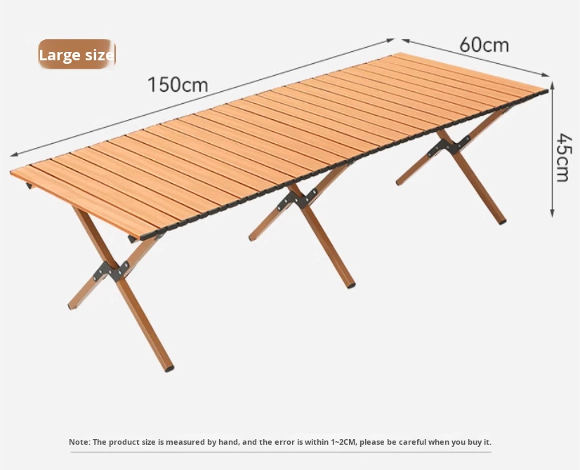 Modern Design Outdoor Folding Wood Grain Egg Roll Table Portable Stall Picnic BBQ Leisure Camping Table Chairs Slanted Leg Table