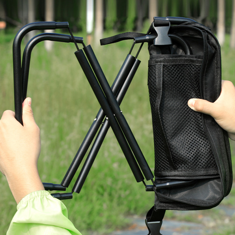 Mydays Outdoor Portable Folding Stool Chair With Mesh Pocket And Carrying Strap For Fishing Hunting Hiking And Camping