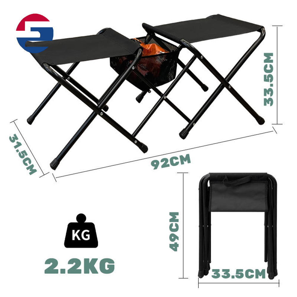 Modern Design Portable Wrought Iron Double Folding Garden Camping Chair Multifunctional Metal Furniture Outdoor Picnic Park