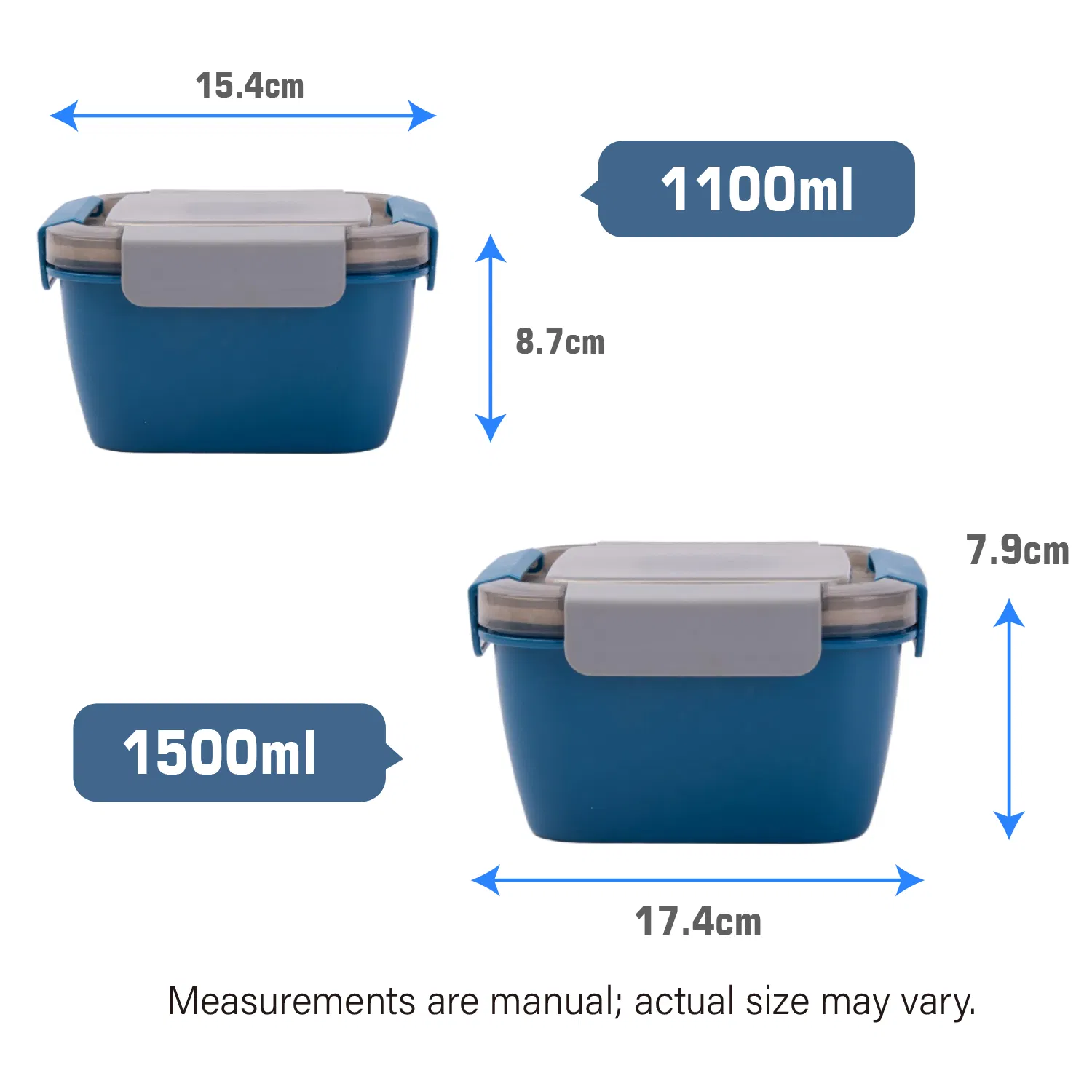 Blue Bento Salad Bowl with-Sauce Pot Integrated Spoon Airtight-Lid Outdoor Picnic Box