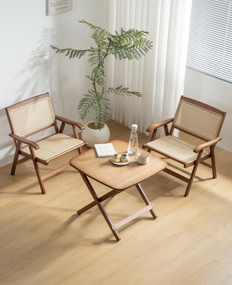 Bamboo Folding Chairs Set with Table Portable Garden Patio Terrace Leisure Seating for Home Balcony Camping Picnic