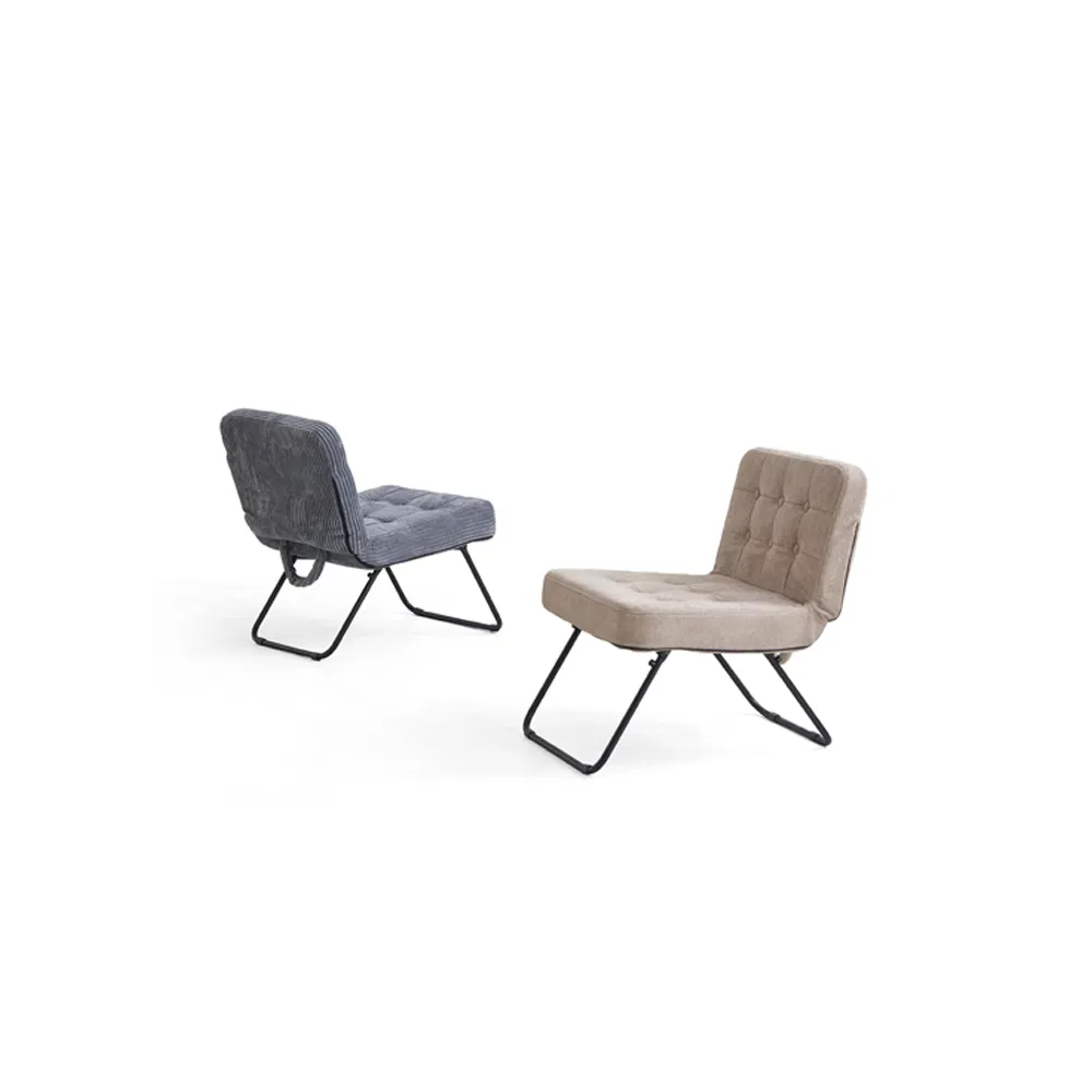 Portable Folding Padded Tufted Soft Folding Space-Saving Modern Neutral Versatile Grey/Red Dining Chair
