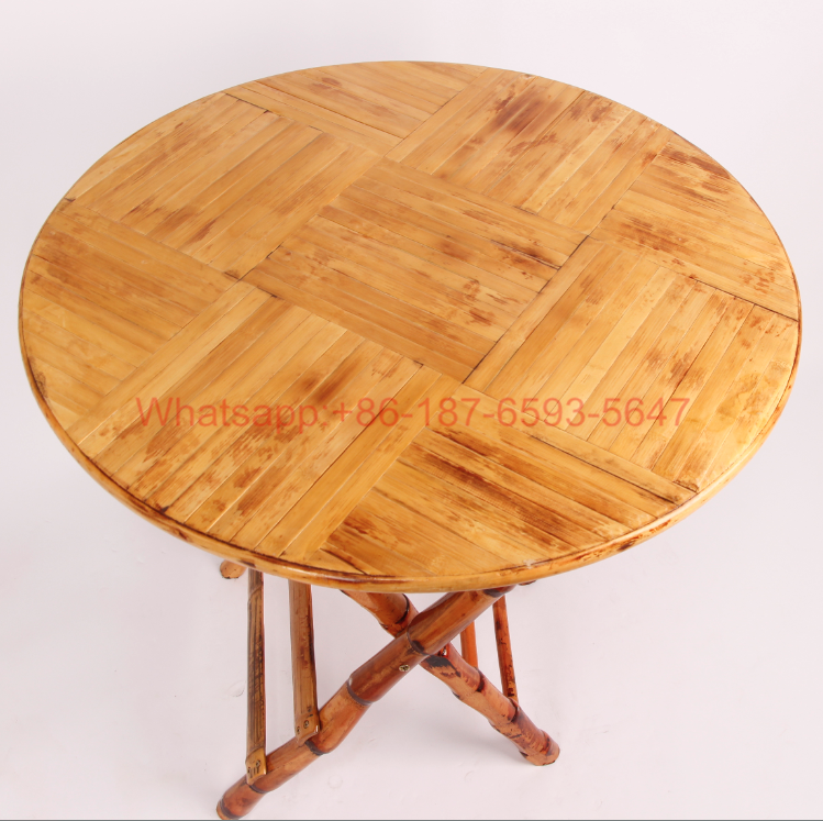 Rustic Bamboo Foldable Round Table and Chair for Events