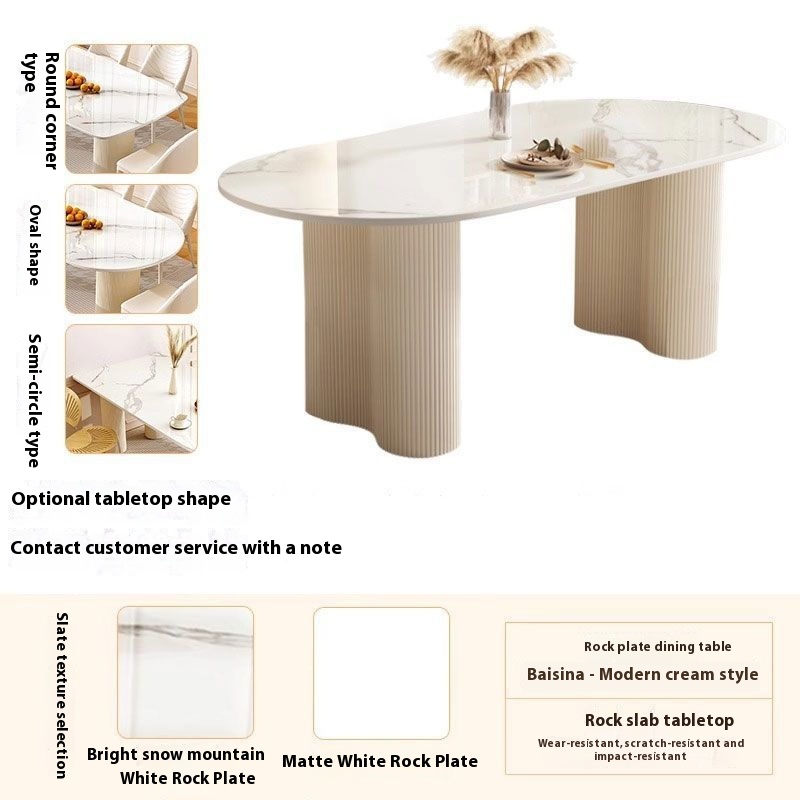 Modern Minimalist Cream-Style Small Apartment Dining Table Chair Set French-Style Light Luxury Island Foldable 4-Seater Bamboo