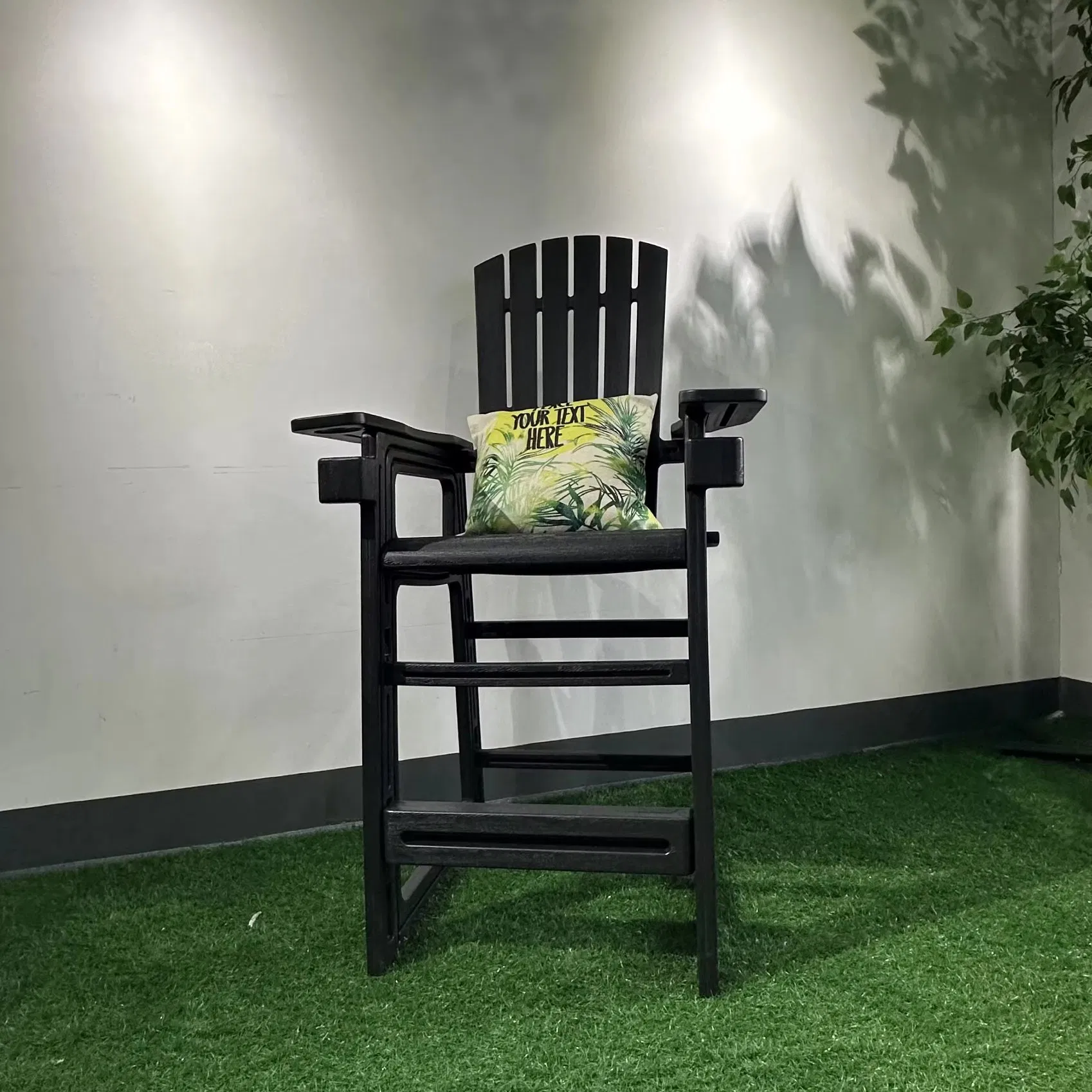UV-Resistant Heavy-Duty HDPE Plastic Adirondack Chair with Integrated Cup Holder for Garden Comfort