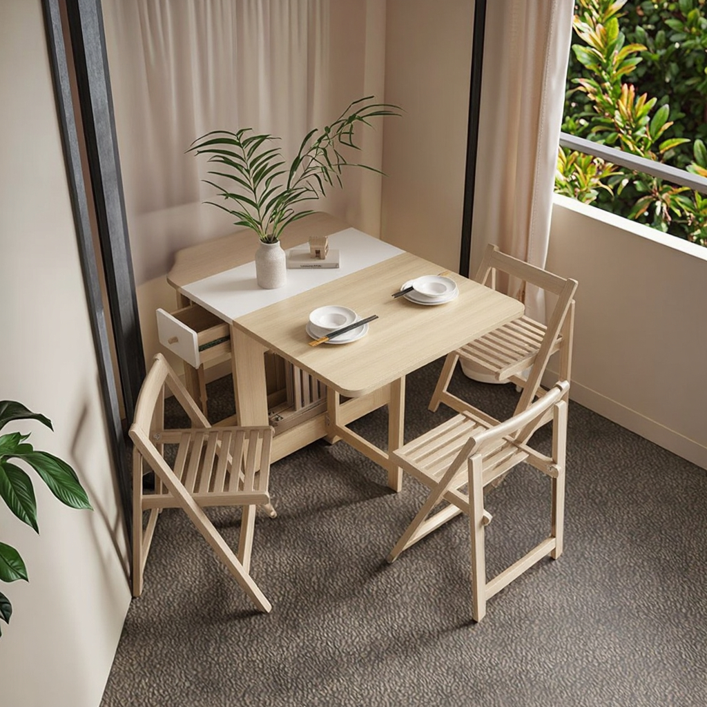Multi-Functional Modern Convertible Folding Dining Table and Chair Set for Home and Camping Use