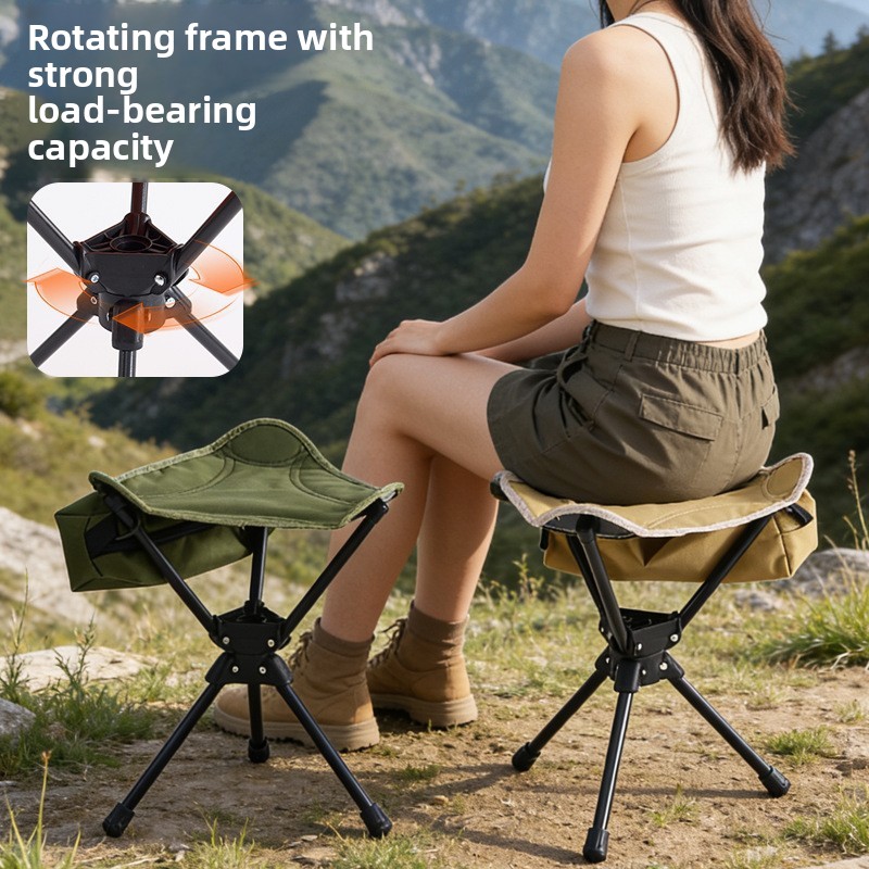 Outdoor Camping Portable Triangular Stacking Swivel Folding Stool Lightweight Small Camp Chair 2-in-1 Set Laid-back Lifestyle