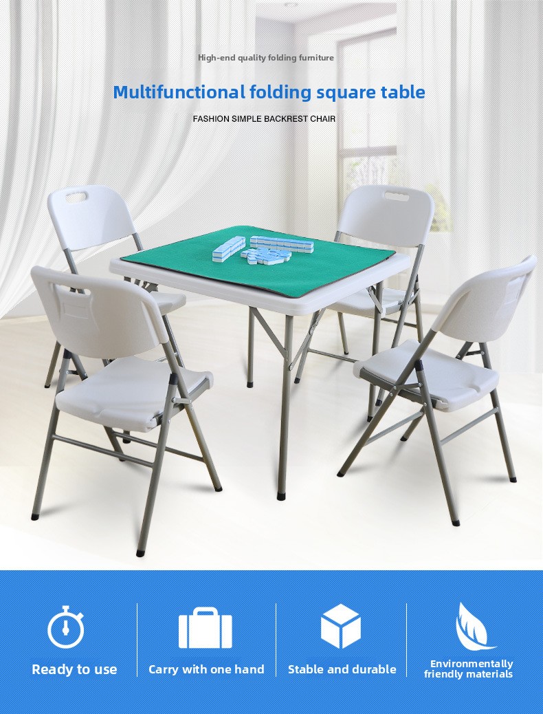 Bamboo Square Dining Table Dual-Use Portable Folding Table and Chairs with Modern Simple Design for Home Furniture Use