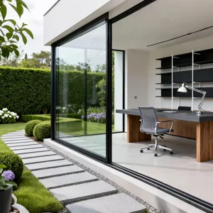 OUNA NFRC Certification Blacony Outdoor Balcony Patio Double Glass Hurricane Impact Water Sound Proof Aluminum Sliding Doors