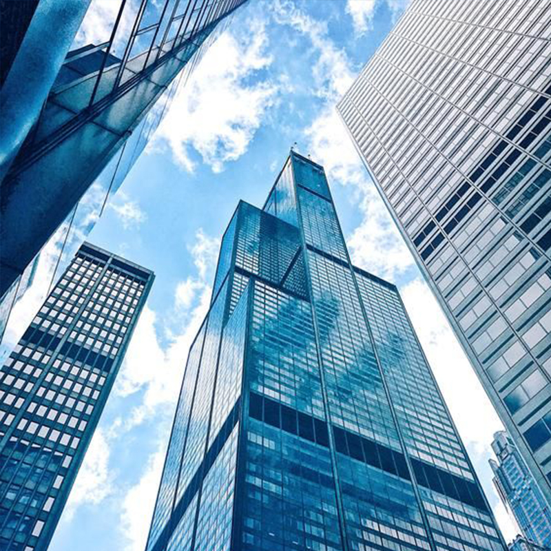 OUNA Customized Frameless Tempered Glass Curtain Wall System for Modern Office and Commercial Building Large Size Facade