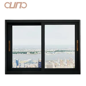 OUNA NFRC Certified Black Water Sound Proof Alaminuim Sliding windows Hurricane Impact Double Glazed Aluminum Sliding Window