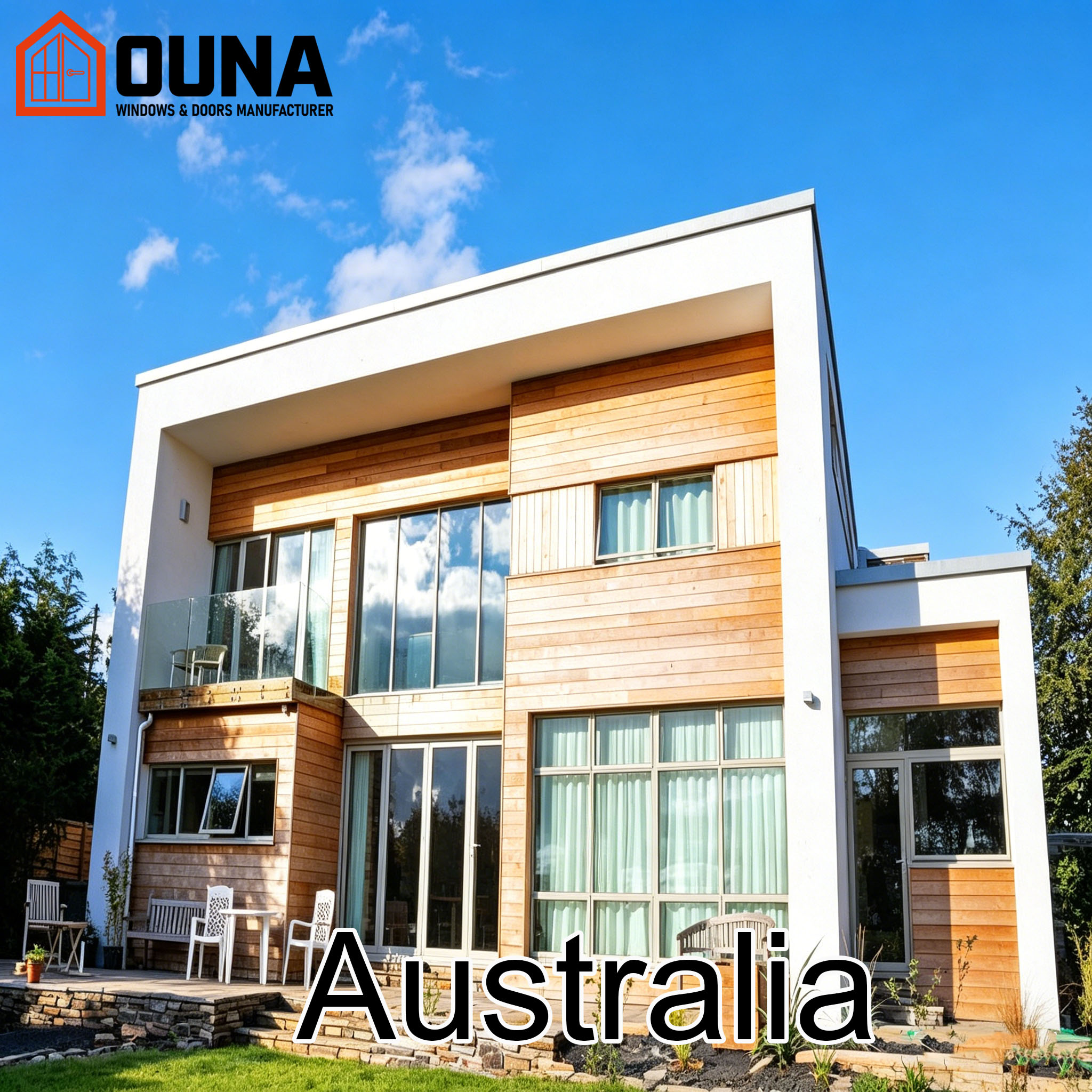 OUNA Usa Project Villa As2047 Certified Aluminum Window&Doors Tempered Glass Heat Insulation Hurricane Impact Proof Other Window
