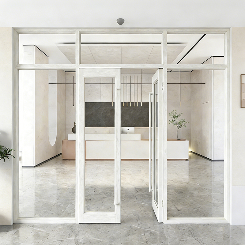 OUNA Commercial Push-Pull Door with Stainless Steel Screen Aluminum Alloy Frame Modern Design for Retail Storefront Entrances