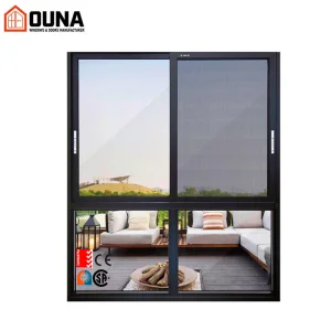 OUNA NFRC AS2047 Hurricane Proof Aluminum Sliding Windows Double Tempered Glass Heat Insulation Sliding Window for Villa
