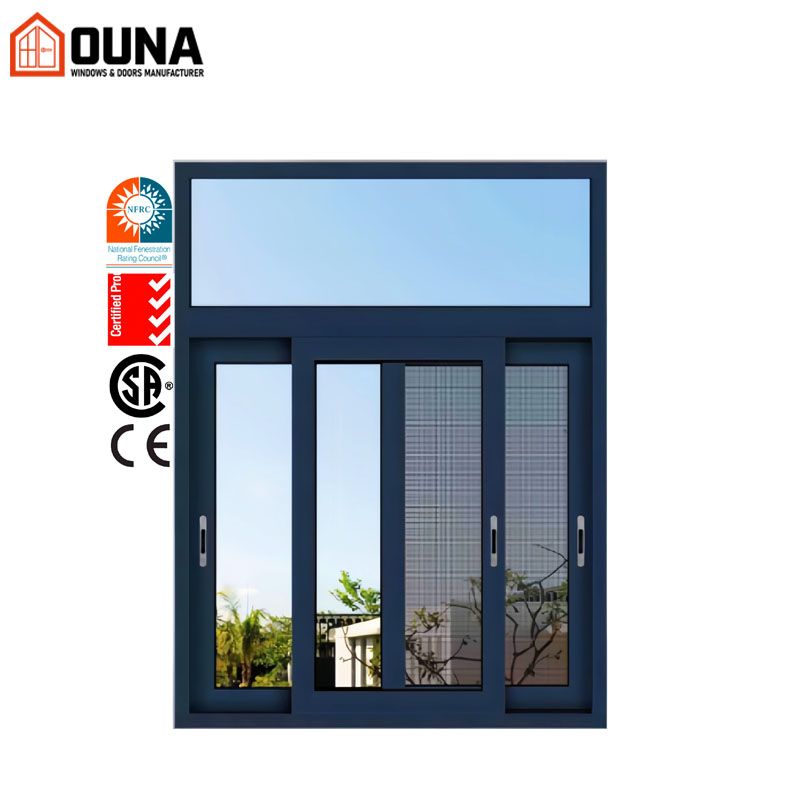 OUNA Customized Aluminum Sliding Window Double Tempered Glass Thermal Break Energy Efficient Soundproof NFRC AS2047 Certified