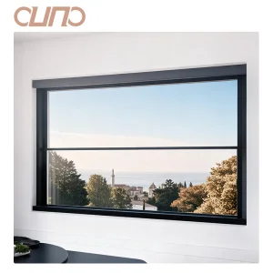 OUNA Aluminum Glass Smart Sliding Windows Double Tempered Glass Automatic Vertical Slide Electric Lift Window with Screen Mesh