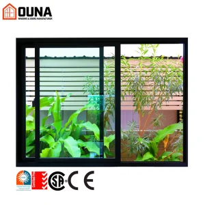 OUNA Sliding Windows Heat Insulation Custom Modern Sliding Glass Aluminum Horizontal Modern Thermal Break Window with Handle