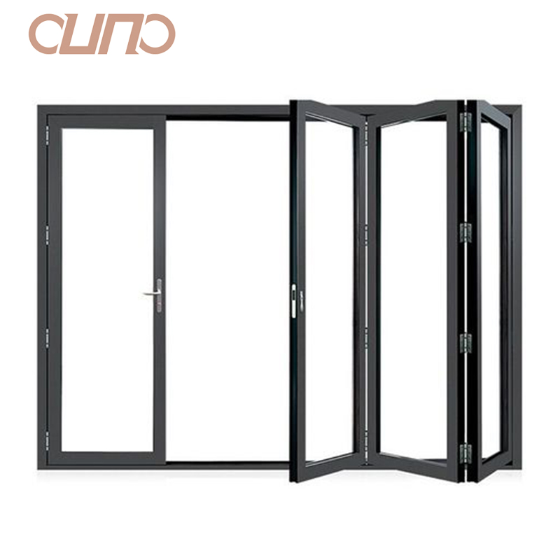 OUNA Bifold Doors Vertical Automatic Frameless Folding Glass Doors System Interior Aluminium Glass Bi Fold Door for House