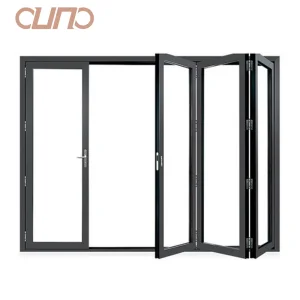 OUNA Bifold Doors Vertical Automatic Frameless Folding Glass Doors System Interior Aluminium Glass Bi Fold Door for House