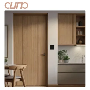 OUNA Aluminum Wood Composite Interior Door With Decorative Glass for Hotel and Apartment Project Custom Design Available
