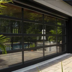 OUNA Modern Flush Mount Garage Door Sleek Aluminum Design Custom Sizes Available Automatic Electric Operation for Houses