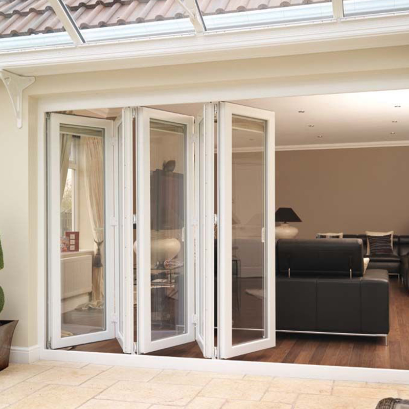 OUNA Latest Design Slatted Aluminum Bifold Doors for Houses Interior Folding Sliding Glass Accordion Door