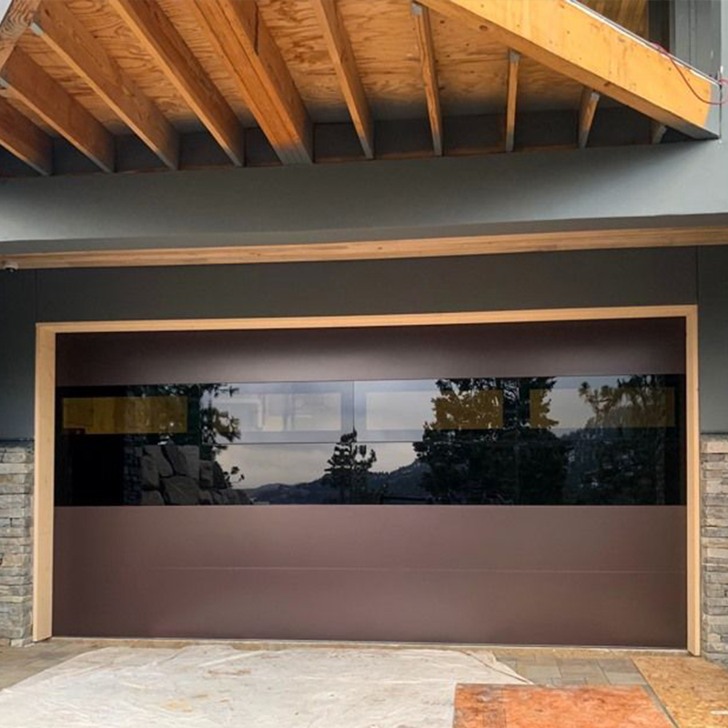 OUNA Custom Modern Design Waterproof Smart Electric Garage Door Aluminum Glass Exterior for Villas Factory Direct