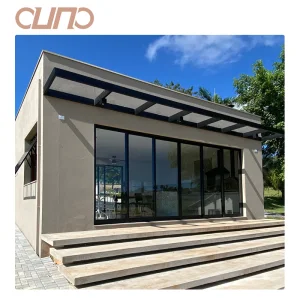 OUNA NFRC Exterior Hurricane Proof Bi Folding Door Accordion Folding Glass Door Thermal Insulation Aluminum Patio Bifold Doors