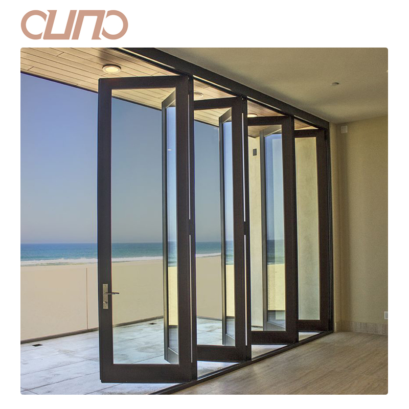 OUNA High Quality Modern Design Thermal Break Aluminum Glass Bi-Fold Door Safe and Stylish Patio Door with Foldable Feature