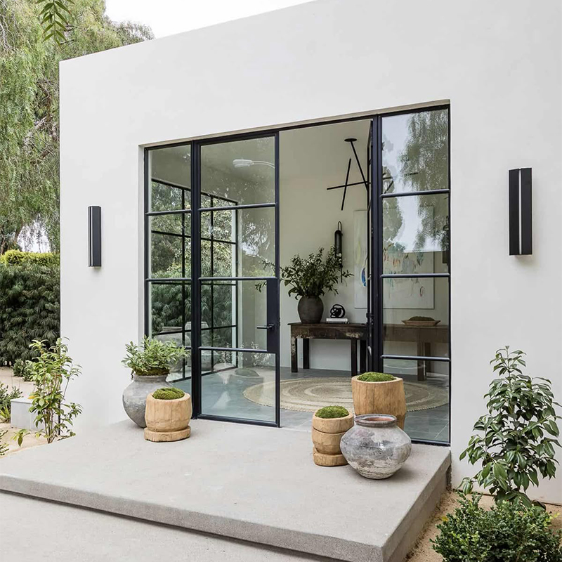 OUNA Panoramic View Aluminum French Doors Wide Clear Opening to Garden or Balcony with Sturdy Swing Hardware System