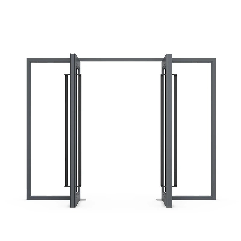 OUNA Commercial Storefront Doors Windproof Aluminum Alloy Frame Glass Doors with French Design for Supermarket and Outdoor Use