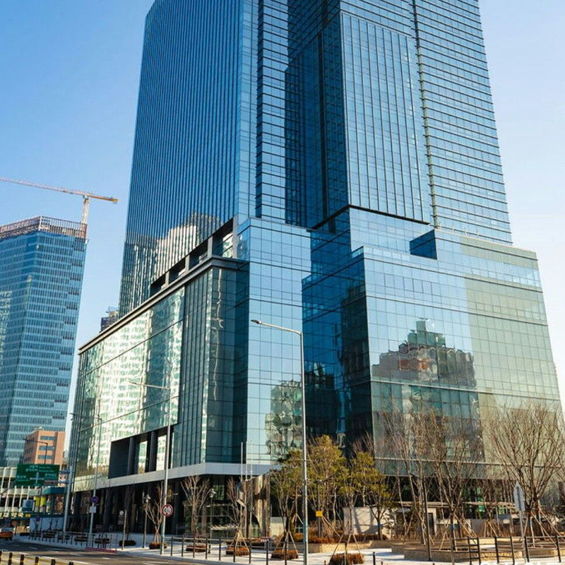OUNA Panoramic Glass Curtain Wall for Commercial Complex and Shopping Mall Attracts Customers with Transparent Modern Facade