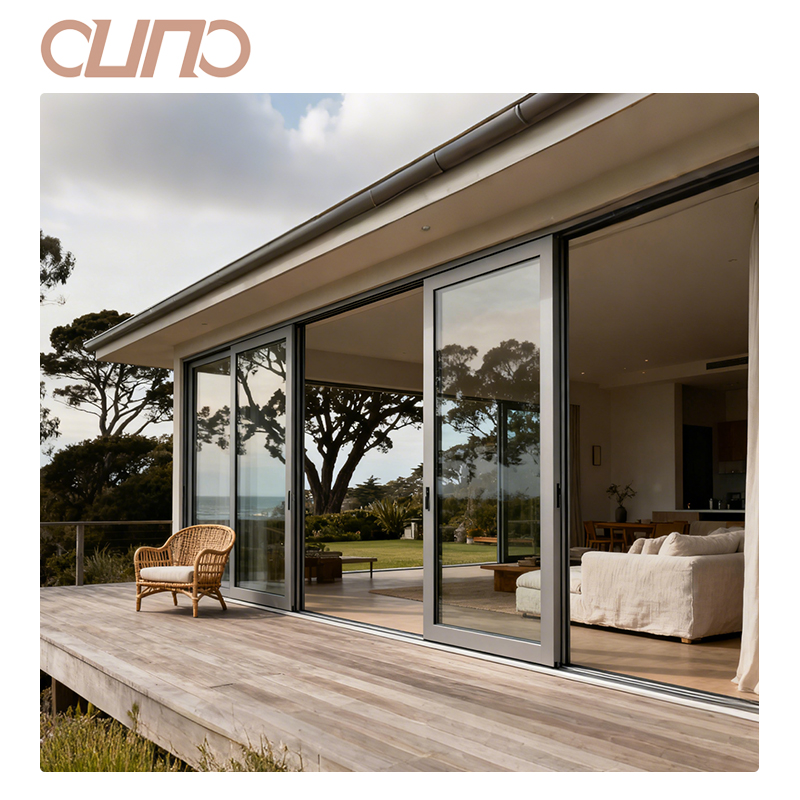 OUNA Modern Style Customized Aluminum Sliding Glass Door Living Room Tempered Glass Door Sliding Door