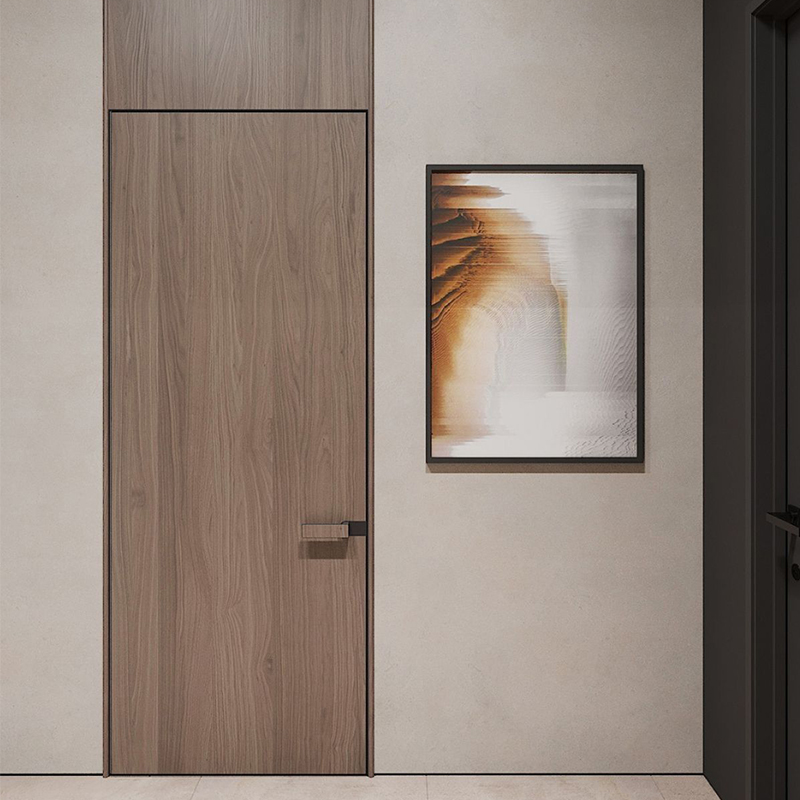OUNA Classic Style Aluminum Wood Door for Luxury Interior Design With Exquisite Details Custom Size and High Quality Lock System