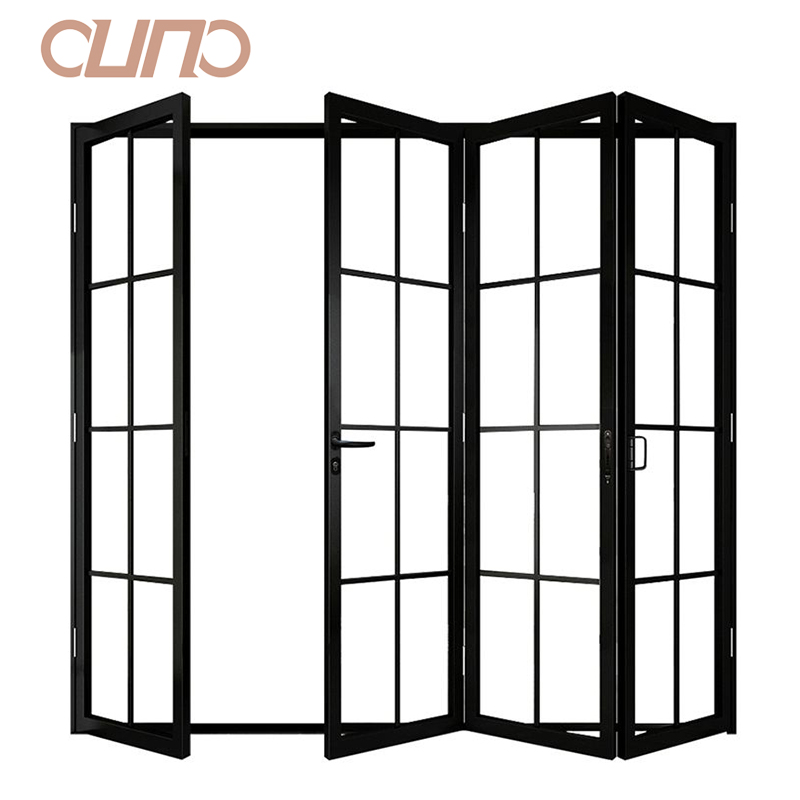 OUNA Modern Design Folding Glass Exterior Door Aluminum Alloy Screen Folding Panel Door for Villa Application