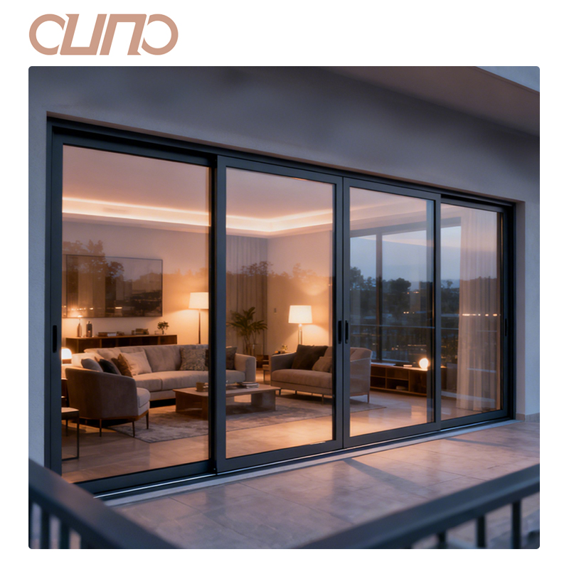 OUNA CE Slim Frame Aluminum Double Glazed Tempered Glass Patio Sliding Door Hurricane Impact Sliding Patio Doors