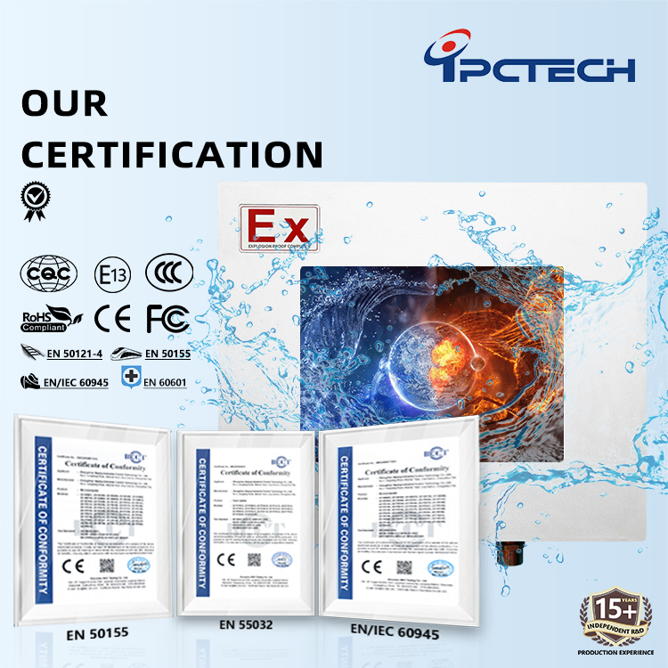 OEM/ODM Aluminum Alloy ATEX Explosion Proof Industrial Touch Panel PC with 350CD/M2 (500 / 1000 / 1500) Optional