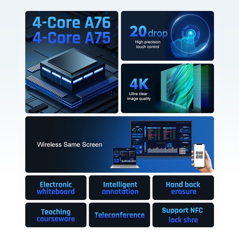55 75 Inch 4K Interactive Table Touch Screen Smart Board Interactive Flat Panel Classroom